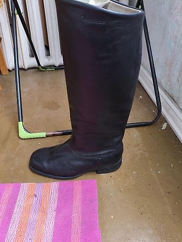 Женская обувь: Высокие кожаные сапоги классического строевого кроя - Материал верха — 1