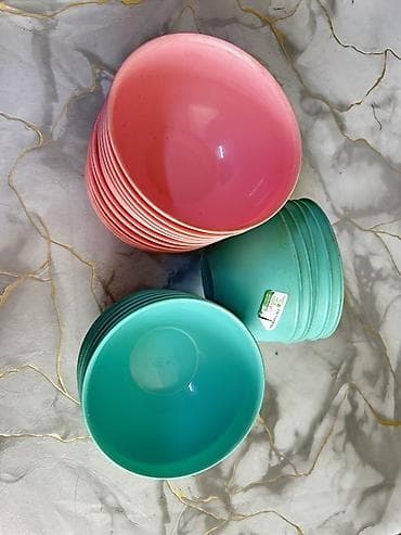 кра: Набор пластиковых мисок - Материал: прочный пищевой пластик - Цвета — 2