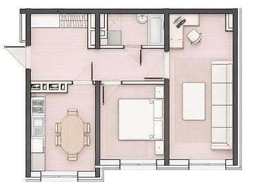 квартиру ош: 2 комнаты, 55 м², Элитка, Ошский рынок / базар Элитка, 3 этаж, ПСО (под самоотделку) — 5
