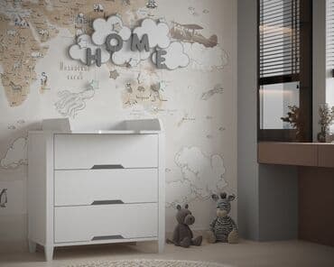 Детский комод, Новый, С пеленальным столиком, ЛДСП, цвет - Белый, В рассрочку