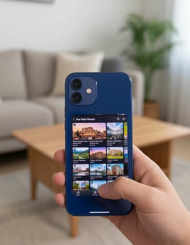 алиса бу: IPhone 12, Б/у, 64 ГБ, Синий, Защитное стекло, Чехол, Кабель, 72 % — 1