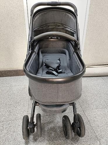 коляска переноска: Детская коляска-прогулка с люлькой, серый текстиль Основные — 3