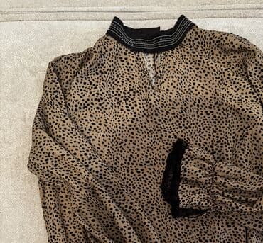 рубашки лен: Блузка, Шифон, Леопардовый принт, Удлиненная модель — 3