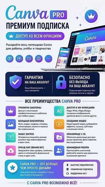 компьютер системник: Canva Pro — премиум‑подписка с полным доступом ко всем функциям для — 1