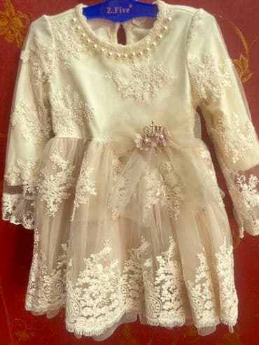дом вещи: Детское платье, цвет - Молочный, Б/у — 3