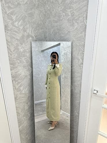 tech fleese: Повседневное платье, Осень-весна, Длинная модель, Твид, Прямое, XS — 2