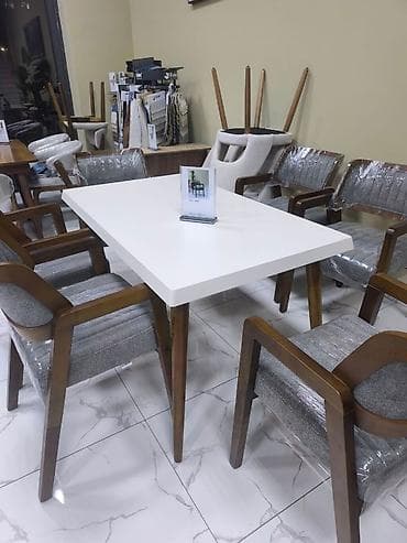 гостиные столы стулья: Кухонный стол и стул, цвет - Белый — 1