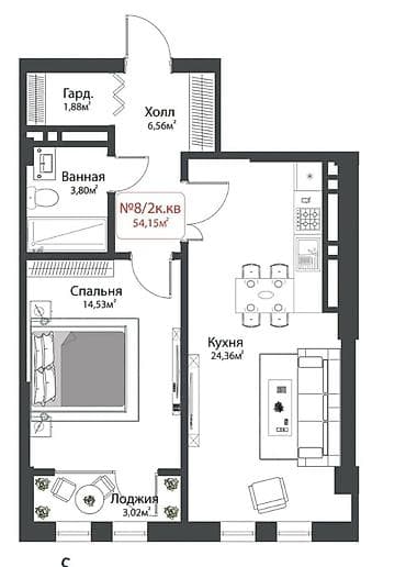 Недвижимость: 1 комната, 98 м², Асанбай мкр Элитка, 8 этаж, ПСО (под самоотделку) — 4