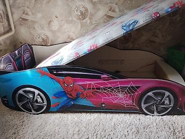 Двухъярусные детские кровати: Детская кровать-машина «Спайдер‑кар» с подъёмным основанием и большим — 2