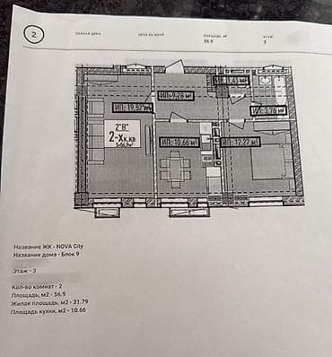 жк нова сити: 2 комнаты, 57 м², Элитка, 3 этаж — 2