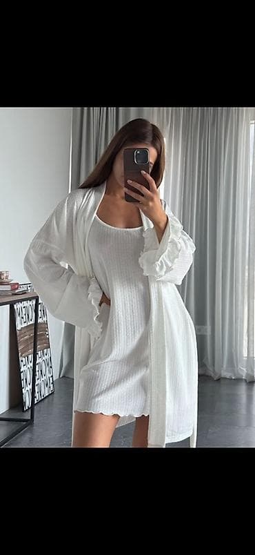 женские ночнушки оптом: Домашний комплект для женщин: халат + ночная сорочка - Мягкий — 2