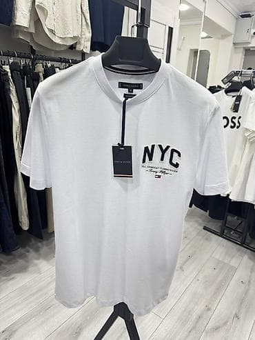 Футболки: Мужская футболка, XL, S, M, Tommy Hilfiger, Новый, цвет - Белый, Самовывоз — 1