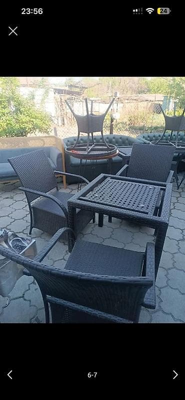 стул деревяный: Комплект садовой мебели, Стол, Ротанг — 4