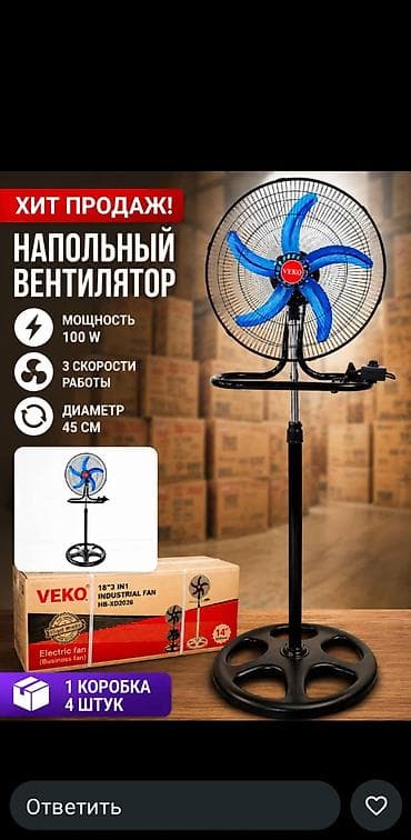 настольный вентилятор: Вентилятор Напольный, Лопастной — 3
