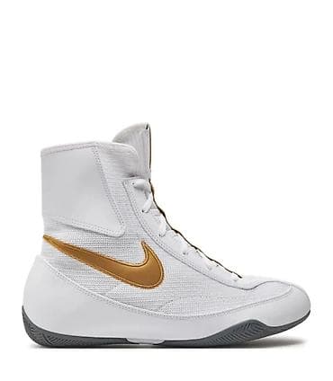 карбоновая рама: Боксерские ботинки Nike (высокие) - Цвет: белый с золотистым Swoosh — 2