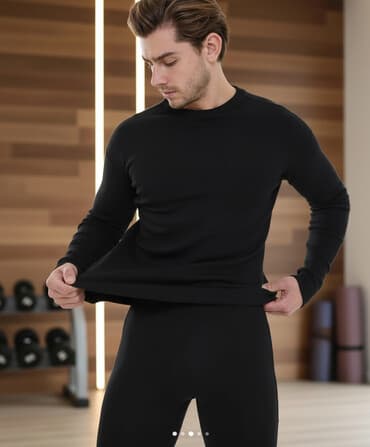 прокат мужских костюмов [возьми на прокат] бишкек фото: Мужское термобельё комплект, чёрный цвет. - Состав: эластичный — 1