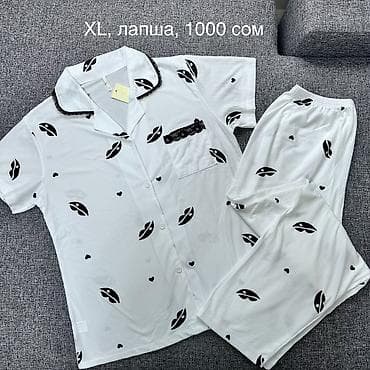 Пижама, Хлопок, Китай, Леопардовый принт, С кружевом, На пуговицах, M, L, XL — 1