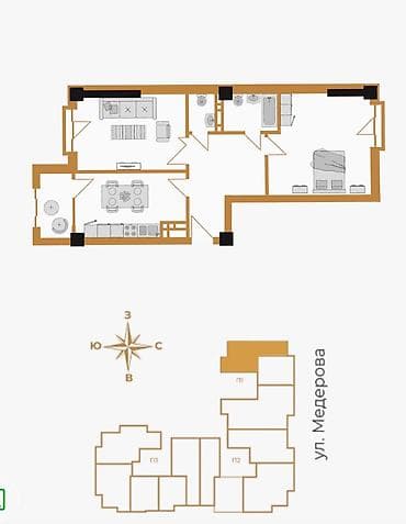 Продажа квартир: 2 комнаты, 67 м², Элитка, 11 этаж, Готовая ПСО (под самоотделку) — 3