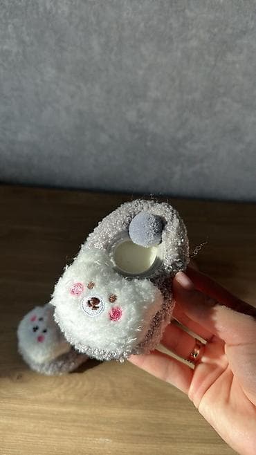 мишка форма: Детские плюшевые пинетки с мордочками медвежат - Мягкий, ворсистый — 2