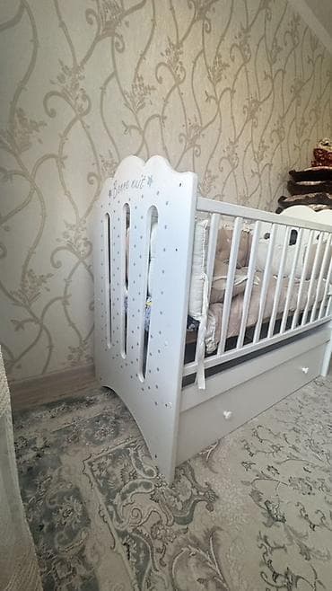 детские бортики на кровать: Детская кроватка-трансформер из массива (цвет белый) - Классическая — 4