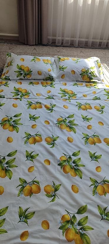 Шейшеп, жууркандар: Постельные комплекты сатин-страйп и хлопок с принтом «Лимоны». - — 4