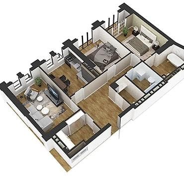 квартира васток5 чуй: 3 комнаты, 99 м², Элитка — 3