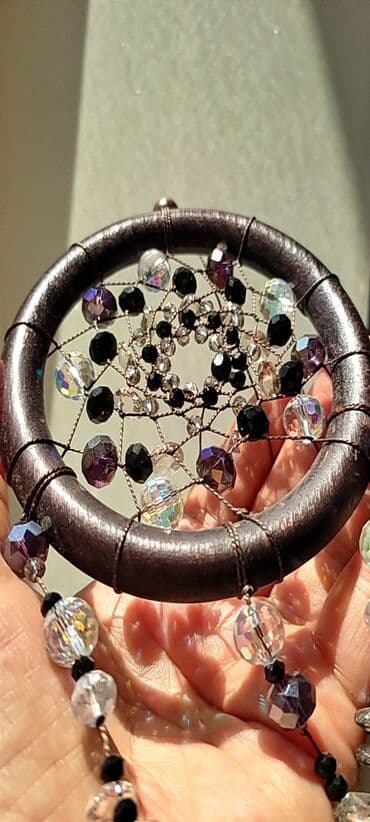 подставка для ювелирных украшений: Ловец Солнца ручной работы. - Основа: круглый обруч с темным — 2