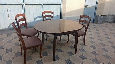 Кухонный стол и стул, цвет - Коричневый