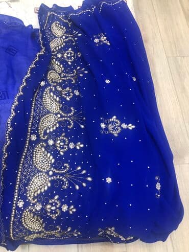 индийское: Сари индийское ткань - шифон на нем стразы вышиты в ручную — 2