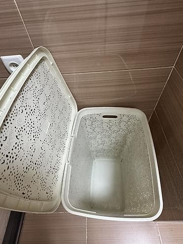 ведро пластик: Корзина для вещей, цвет - Бежевый — 3