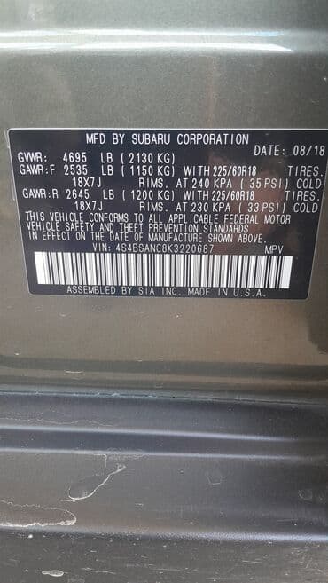 крышка субару: Subaru Outback: 2018 г., 2.5 л, Вариатор, Бензин, Универсал — 5