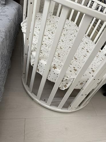 круглая кроватка: Детская кровать трансформер, Б/у, Другой тип, цвет - Белый — 5