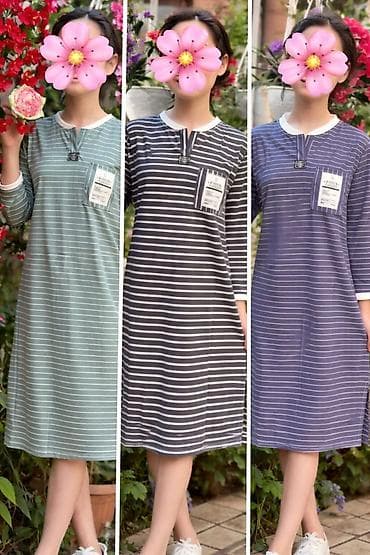 рубашки оверсайз: Рубашка, Туника, В полоску, Made in KG — 2