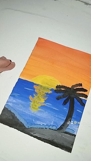 Үй жана бакча: Я рисую лёгкие и нежные закаты гуашью 🌅⛰ Каждая работа выполнена — 5