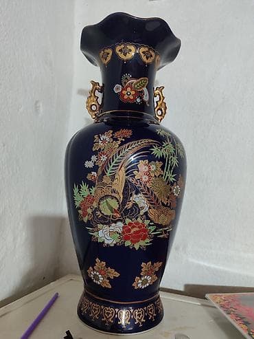 Дом и сад: Высокая декоративная ваза с росписью в восточном стиле. - Материал — 1