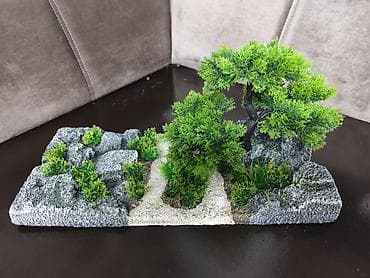 декорации для аквариума: Продается декорация, дерево среди камней, длинна 43 см, ширина 19 см — 1