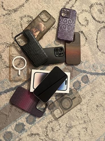 айвон: IPhone 14 Pro, Б/у, 128 ГБ, Белый, Зарядное устройство, Защитное стекло, Чехол, 85 % — 1