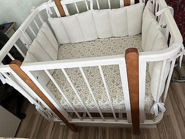 Детская кроватка качалка с бортиками и матрасом, - Материал