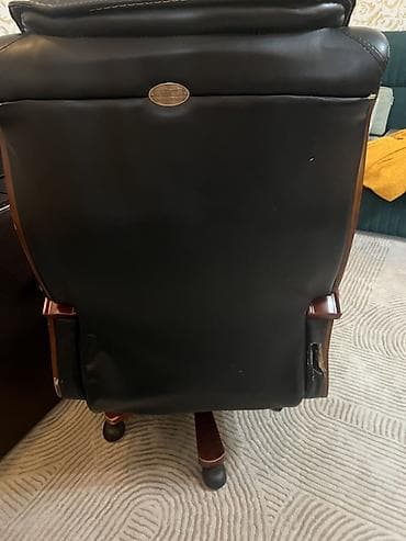 Офис столдору: Офис креслолор, Дөңгөлөктүү, түсү - Кара, Экокожа — 2