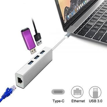 Type-c адаптер Type-C to RJ45, USB3.0 Высококачественный сетевой