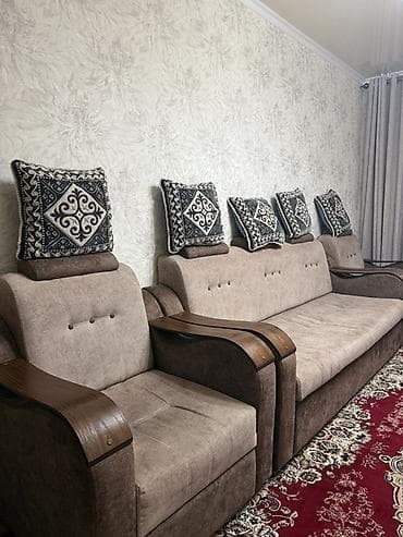 румынская стенка: Комплект мягкой мебели, Б/у, Самовывоз, цвет - Коричневый — 3