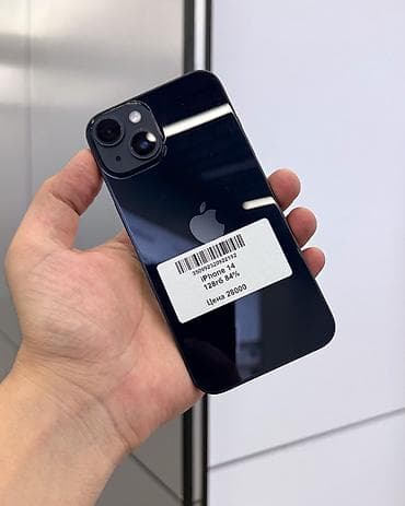 IPhone 14, Б/у, 128 ГБ, Midnight, Защитное стекло, Чехол, В рассрочку, 84 %