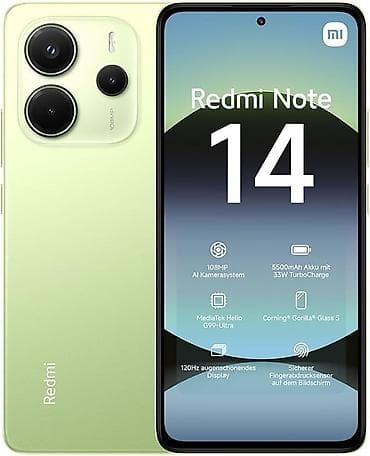 redmi note 9: Redmi, Redmi Note 14, Б/у, 256 ГБ, цвет - Зеленый, 2 SIM — 1