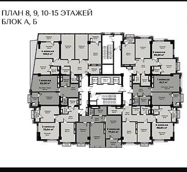 art square: 3 комнаты, 97 м², Элитка, 16 этаж, Готовая ПСО (под самоотделку) — 3