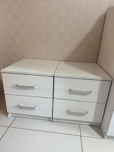 раздвижная: Спальный гарнитур, Двуспальная кровать, Шкаф, Комод, ДСП, Самовывоз, цвет - Белый — 5