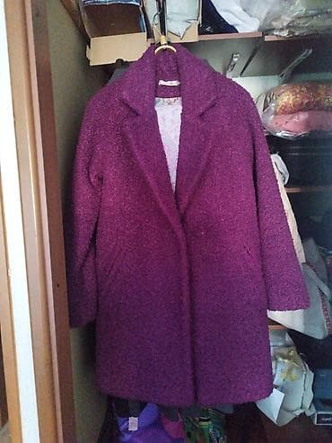 tech fleese: Женское пальто из букле, цвет насыщенный фуксия/ягодный. Размер 46-48 — 1