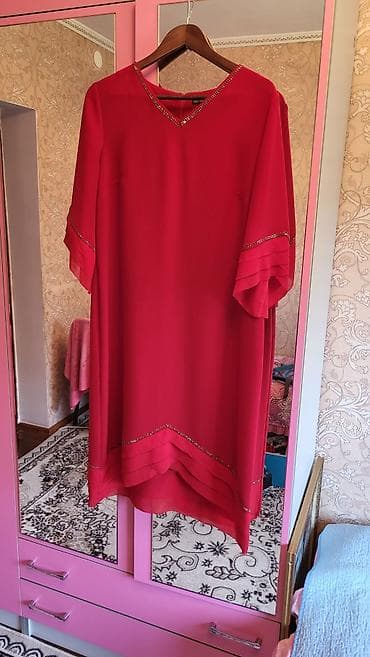 Вечернее платье, С рукавами, Камни, 3XL