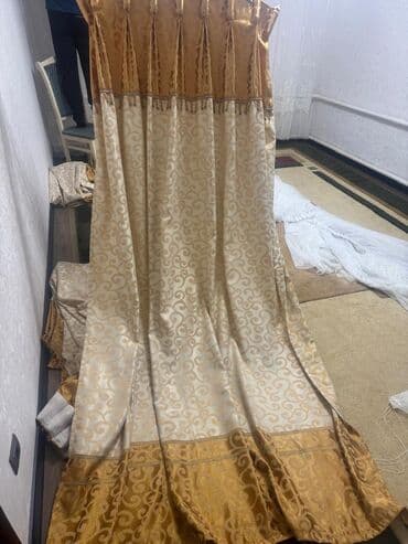 Комплект штор, Атлас, Монтаж без сверления, Готовое изделие, Б/у, Для балкона, Для беседки, Для спальни