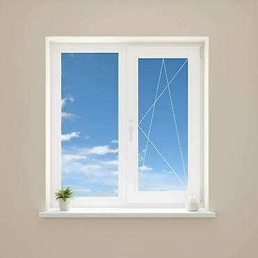 ПВХ окно с двухстворчатой конструкцией. - Материал рамы: белый ПВХ