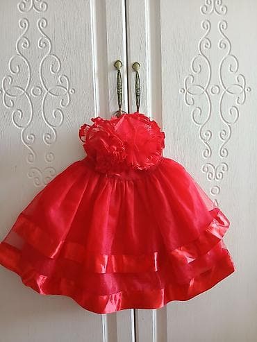 сигнальный жилет: Детское платье, цвет - Красный, Б/у — 1